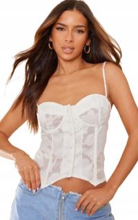 PRETTYLITTLETHING TOP ZAPINANY KREMOWY 40 M6V