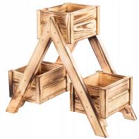 STOJAK NA KWIATY KWIETNIK DREWNIANY OPALANY OGRÓD DONICZKI DREWNO LOFT