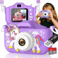 Aparat cyfrowy VvMarket fioletowy 48 Mpx z selfie, karta SD 32 GB