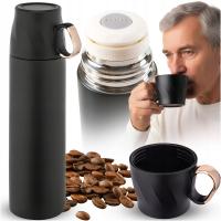TERMOS NA KAWĘ HERBATĘ SZCZELNY PRÓŻNIOWY STAL NIERDZEWNA 500 ML + KUBEK