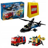 LEGO City 60462 Zestaw z helikopterem, wozem strażackim i łodzią + TORBA