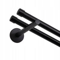 KARNISZ PODWÓJNY METALOWY 200 CM 19mm CZARNY NOWOCZESNY SMART