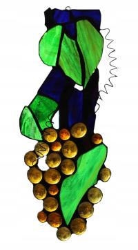 Winogrona witraż Tiffany, białe winogrona, jesienna ozdoba v4