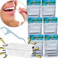 NIĆ DENTYSTYCZNA WYKAŁACZKA NITKO WYKAŁACZKI DO ZĘBÓW 6x75szt plus POJEMNIK