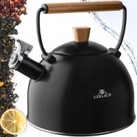 Чайник традиционный стальной деревянный толстое дно свисток Natur Gerlach 2,5 л