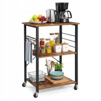 REGAŁ MOBILNY NA KÓŁKACH SZAFKA PÓŁKA WÓZEK STOLIK KUCHENNY LOFTOWY 3 PÓŁKI