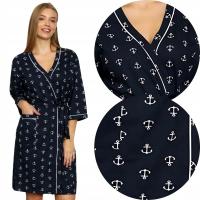 SZLAFROK DAMSKI BAWEŁNIANY WIĄZANY szlafrok damski przed kolana bez kaptura