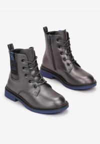 Born2Be Szare Botki Zima Ekoskóra