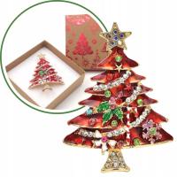 Piękna Elegancka Kobieca błyszcząca broszka Świąteczna Choinka Gwiazdka