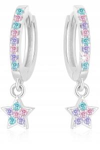 Kolczyki srebrne dla dziewczynki wiszące gwiazdki na swieta srebro 925