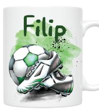 Футбольная кружка футбольная обувь футбольные бутсы мяч зеленый любое имя