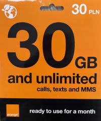 Стартер оранжевый бесплатный интернет 30 ГБ SMS звонки без ограничений для всех