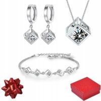 Набор ювелирных изделий из серебра 925, набор ювелирных изделий для женщин, подарочная коробка