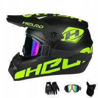 Kask motocyklowy Cross/Enduro z goglami i rękawicami