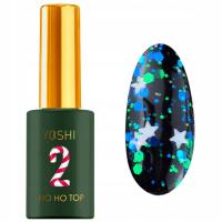 Yoshi Top Hybrydowy Do Paznokci HoHo 10ml - No 02 Zielone Drobiny Błękit