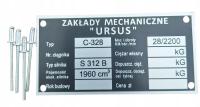 URSUS C-328, C328 (STARSZY TYP) tabliczka znamionowa
