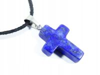 Lapis lazuli wisior zawieszka krzyżyk rzemień