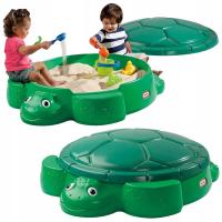 МАЛЕНЬКИЕ ТИКИ ЗЕЛЕНАЯ САДОВАЯ ПЕСОЧНИЦА С КРЫШКОЙ ЧЕРЕПАХА 2 СИДЕНЬЯ 1