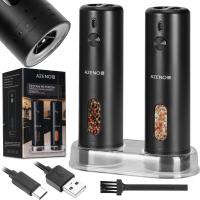 ELEKTRYCZNY MŁYNEK DO PIEPRZU I SOLI USB AKUMULATOROWY Z ŁATWĄ REGULACJĄ