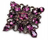 Фиолетовая Квадратная Винтажная Брошь С Кристаллами Jablonex Подарок Элегантный