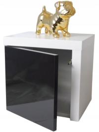 Тумбочка Диего квадрат белый фронт черный глянец