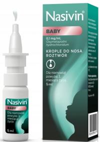 Nasivin Baby 0,01% krople na katar do nosa dla niemowląt 5 ml