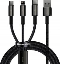 Kabel USB Baseus USBA USBC + microUSB + Lightning 1.5 m Czarny (CAMLTWJ01)