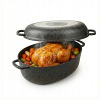 Brytfanna 8L Duża Gęsiarka Ceramiczna Marmurkowa Non-Stick 2 w 1