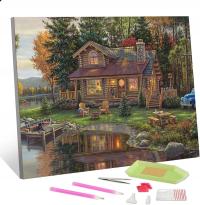 Zestaw do malowania Diamentami Haft Diamentowy 5D Dom nad Jeziorem