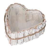 ЦВЕТОЧНЫЙ ГОРШОК ДЕРЕВЯННАЯ ОБОЛОЧКА СЕРДЦЕ БЕЛЫЕ ЦВЕТОЧНЫЕ ГОРШКИ 20 СМ