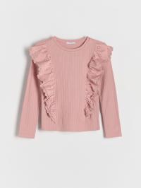 Dziewczęca prążkowana koszulka z falbaną Reserved