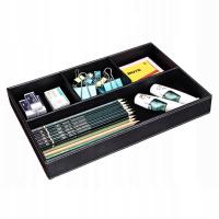 SKÓRZANY ORGANIZER NA BIURKO PRZYBORNIK BIUROWY DO SZUFLAD TACA BIUROWA