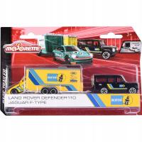 Majorette Race Trailer Land Rover Defender 110 + Jaguar F-Type