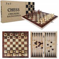 Шахматы деревянные шашки 34X34 нарды 3в1