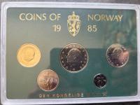 NORWEGIA ZESTAW MENNICZY 5 MONET W PLASTIKU 1985 ROK RARYTAS