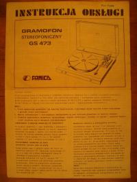 GS-473 Instrukcja Obsługi Gramofonu Stereofonicznego