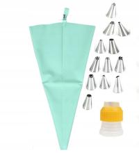 RĘKAW CUKIERNICZY SILIKONOWY - ZESTAW 12 sztuk nakładek