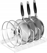 Stojak Na Pokrywki Patelnie Organizer Na Naczynia Metalowy Biały Regulowany