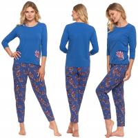 PIŻAMA DAMSKA DWUCZĘŚCIOWA Kwiatowy Wzór Rękaw 3/4 Plus Size MORAJ