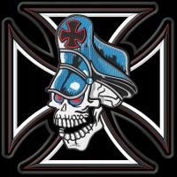 Naszywka krzyż czaszka z czapką XL haftowana z termofolią chopper