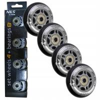 Kółka Do Rolek Kauczukowe 70 mm Zestaw 4 szt. + Łożyska ABEC-9 Czarne NILS