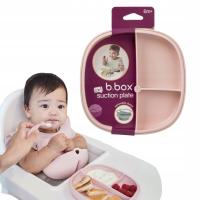 Тарелка с присоской BLW для детей трехсторонняя округлая розовая 6M B. box