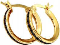Золотые женские сережки585 маленькие кольца черные Цирконы круги кольца шарнир