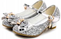 BŁYSZCZĄCE PANTOFELKI BALERINKI BUCIKI WIZYTOWE DLA DZIEWCZYNKI 18,7CM