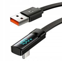 Toock USB A К c высокоскоростной угловой кабель 100 Вт, 6а, 90 градусов, ЖК-метр 1 м.