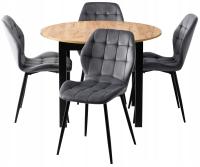 Rozkładany Stół i Krzesła 4szt Okrągły Zestaw Welur Do Salonu Jadalni Loft