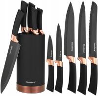 НАБОР НОЖЕЙ С ПОДСТАВКОЙ 6 КУХОННЫХ НОЖЕЙ НАБОР ЧЕРНЫЙ