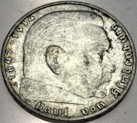 Niemcy 2 marki Reichsmark 1938 Hindenburg SREBRO