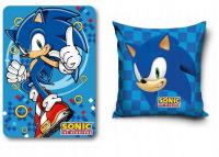 Koc 100x140 Polarowy + Poduszka 40x40 Jeż Sonic Jeżyk Sonik Dziecięcy Kocyk