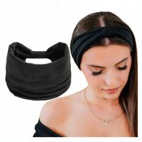 Повязка для волос черный тюрбан на голову широкая эластичная приятная на ощупь